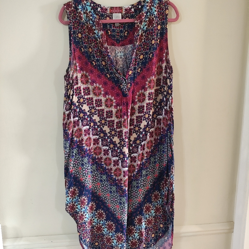Cupio Vibrant Floral Dress with Red and Pink Accents